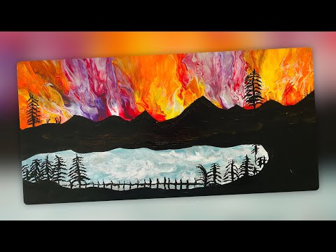 Blowing paint/ Helps CREATE THE Aurora SEE HOW EASY/ It’s my way p/ acrylic art differently