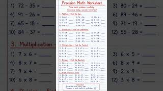 Precision Math Worksheet | Solve with Perfect Accuracy