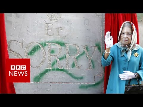 New Banksy work unveiled at 'apology' party for Palestinians - BBC News