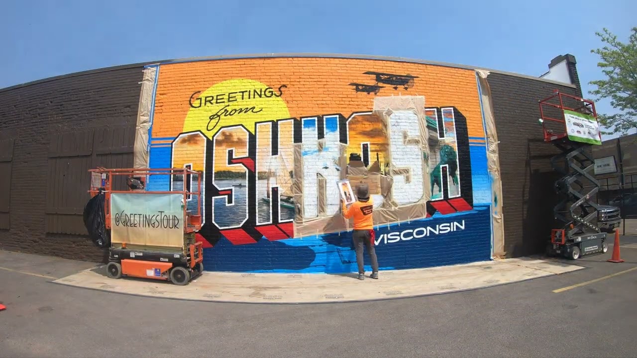 Greetings from Oshkosh Mural - Postcard Art by Greetings Tour