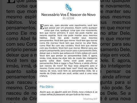 NECESSÁRIO VOS É NASCER DE NOVO #paodiário #williambranham 