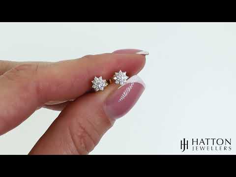 9ct Yellow Gold 0.25ct Diamond Cluster Stud Earrings