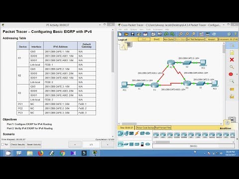 6.4.3.4 Packet Tracer - Configuring Basic EIGRP with IPv6 Routing