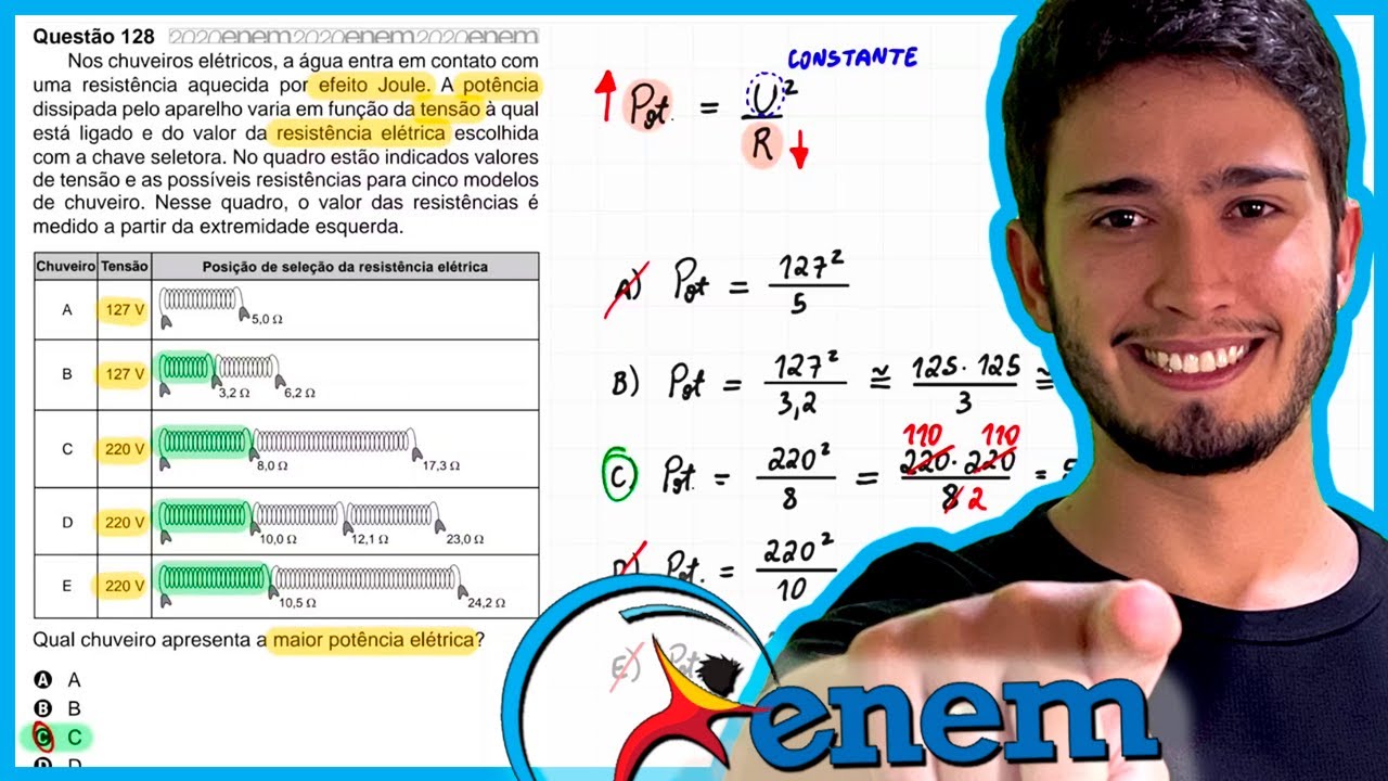 ENEM PPL 2020 - Nos chuveiros elétricos, a água entra em contato com uma resistência aquecida por ef