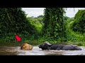 Buffalo S Heroic Rescue Watch A Lion S Life Hang By A Thread In The Deadly Jungle Swamp