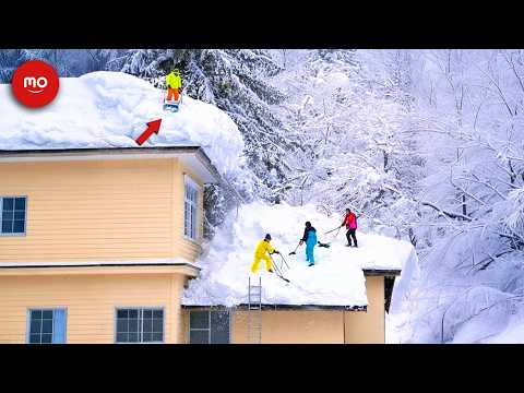 Idiot Snow Removal: Massive Roof Avalanche | Extreme Dangerous Plow Truck Fails #5