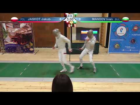 FE 2018 T64 19 M S Individual Yerevan ARM U23 European Championships GREEN JASKOT POL vs MANDOV BUL