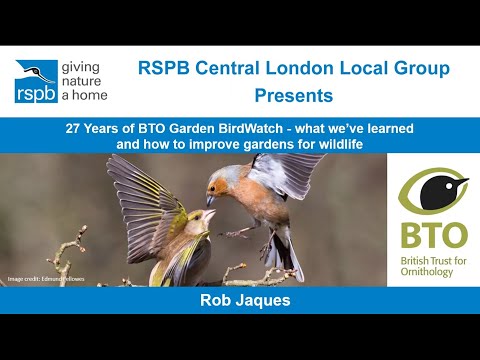BTO Garden BirdWatch: What we've learned and how to improve gardens for wildlife by Rob Jaques.
