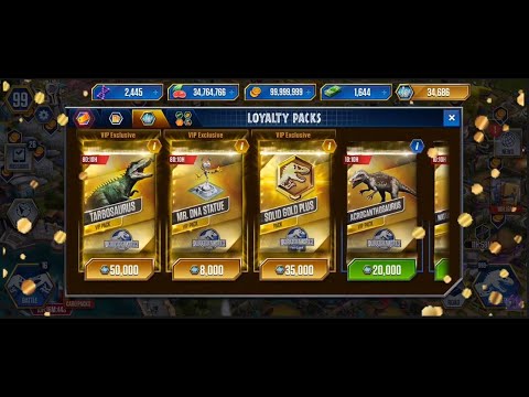 Solid Gold Packs, Giant Orthocone & Gillicus Evolve At max Level! Jurassic World The Game| R #296