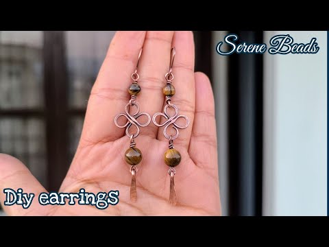 Simple wire wrapped earrings | Wire jewelry making for beginners | Clover leaf wire earrings 