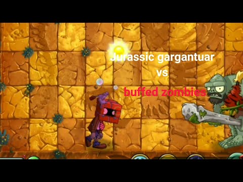 pvz2 Jurassic gargantuar vs buffed zombies