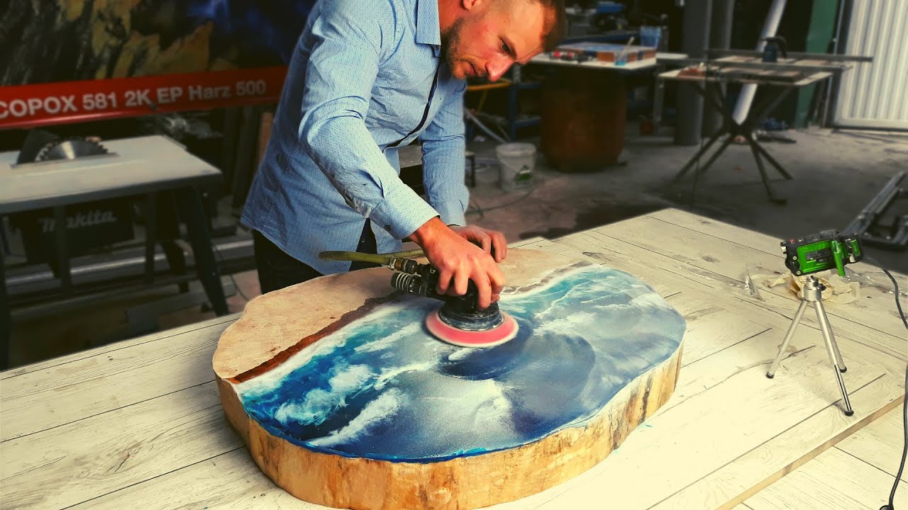 DIY: Morska fala 3D na stoliku kawowym( żywica epoksydowa)