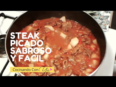 Steak Picado con Papas. Receta Facil y Rico. Minced Steak with Potatoes. Simple & Delicious Recipe.