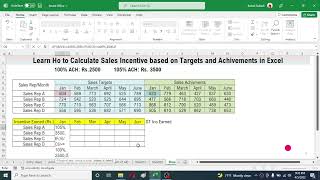 How to Calculate Incentives based on Targets and Achievements in Excel | Sales Incentive Calculation