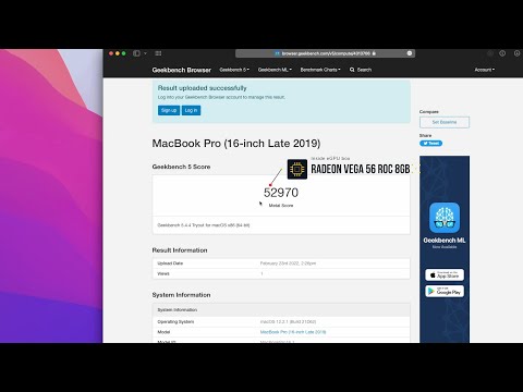 ASUS Radeon Vega 56 ROC 8GB in eGPU Razor vs Radeon Pro 5500M 8GB on a MacBook Pro 2019 i9