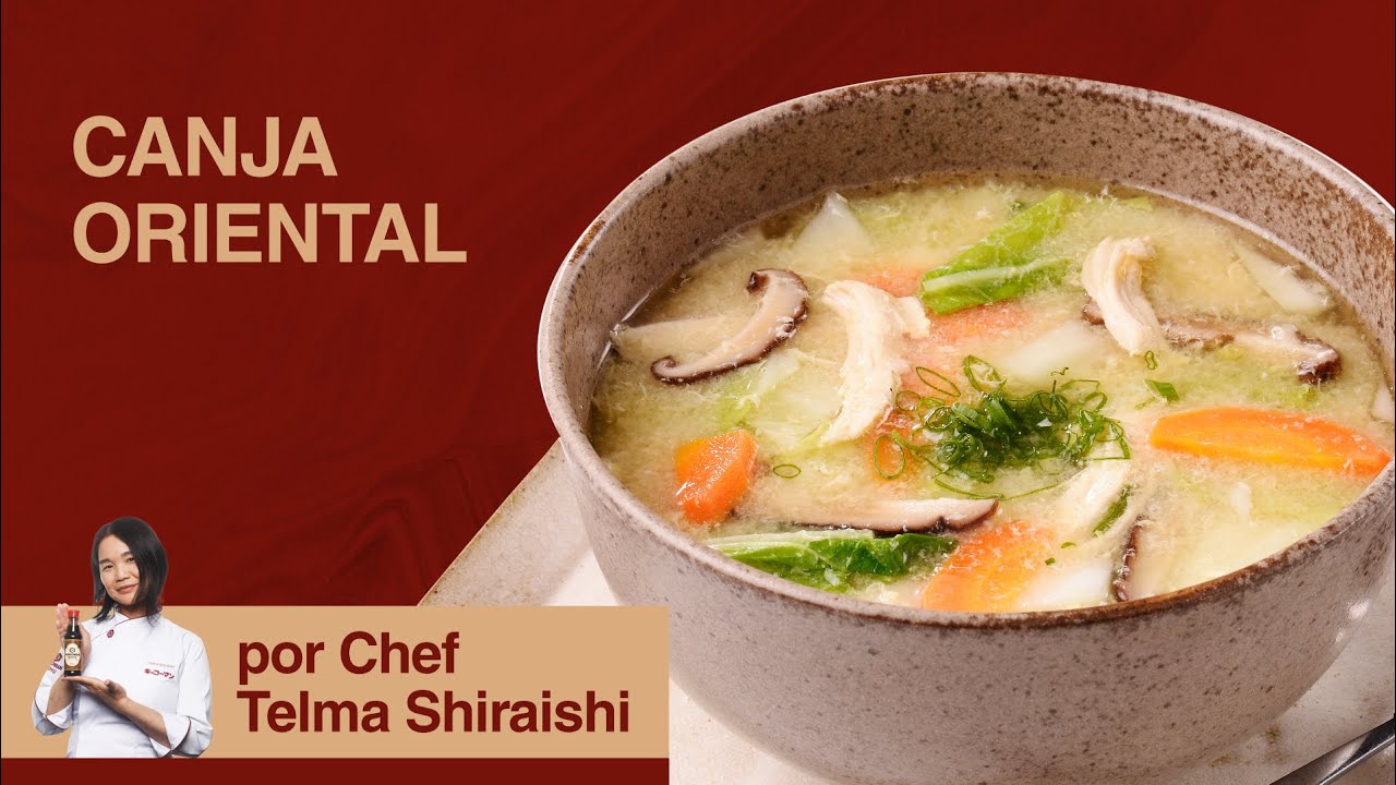 Canja Oriental com Shoyu Kikkoman feito pela Chef Telma Shiraishi