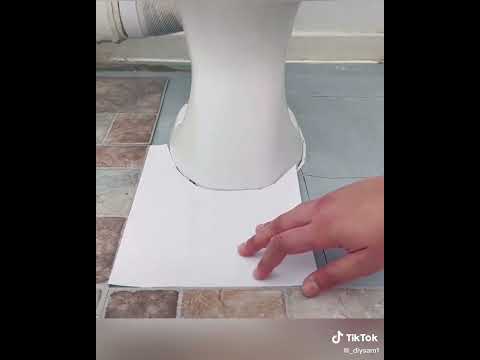 How To Cut Vinyl  Tiles Around A Toilet Tutorial #diy #diytutorial #cuttingtiles #bathroomdecor