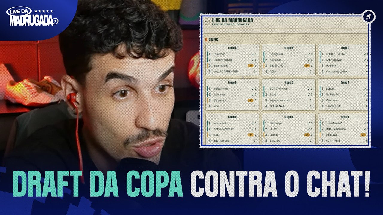 DRAFT DA COPA DO MUNDO - 8 MEMBROS DA CAZÉTV CONTRA O CHAT | LIVE DA MADRUGADA