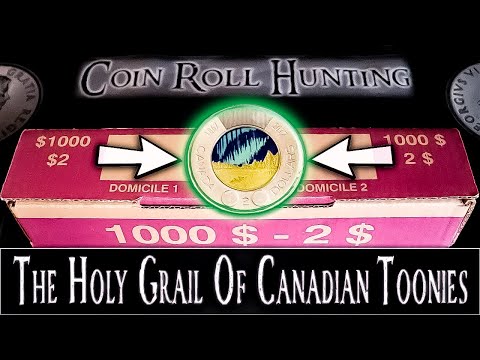 "HOLY GRAIL GLOW IN THE DARK COIN FOUND" - Coin Roll Hunting $1000 Box of Canadian Toonies!!