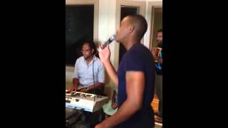 DONALD Rehearsing in studio with his band