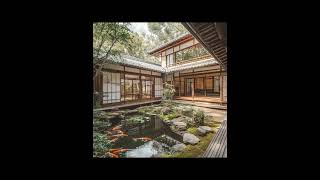 Download lagu Rumah tradisional bergaya Jepang dengan pintu geser shoji, tatami, dan taman zen yang tenang mp3