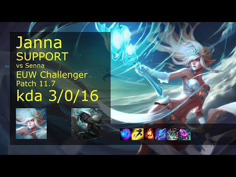 Janna Support & Kalista vs Senna & Seraphine - EUW Challenger 3/0/16 Patch 11.7 Gameplay