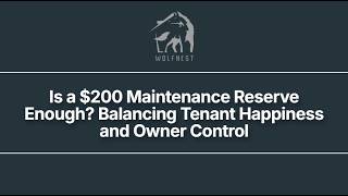 Is a $200 Maintenance Reserve Enough