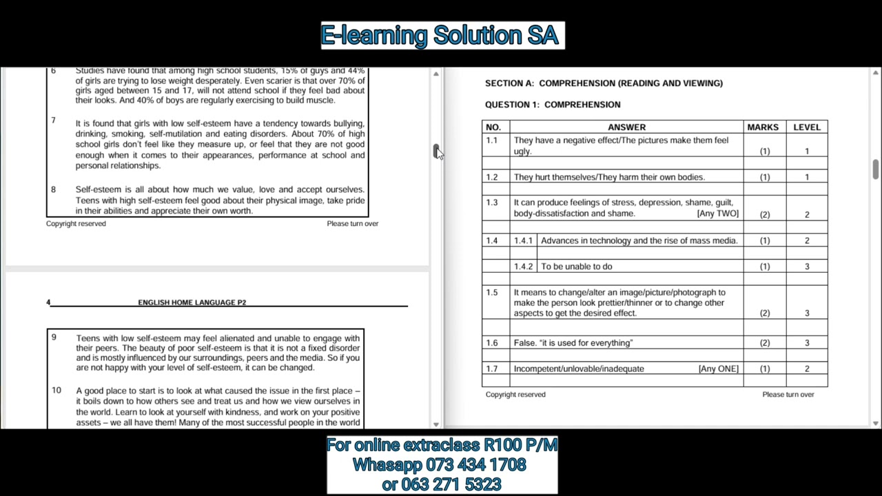 Grade 9 English Home Language Paper 2 Term 1 | March test Paper 2026