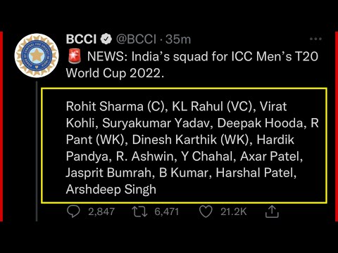 Indian Team For T20 World Cup 2022 India Squad #asiacup2022 #viratkohli #rohitsharma #pakvssl #ipl