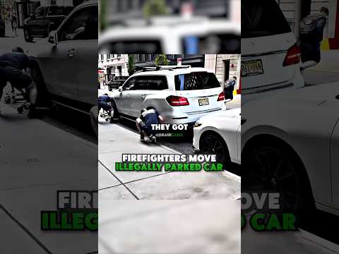 Firefighters Move Illegally Parked Car  That’s impeding The Firetruck 😠