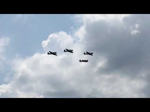 Old WWII warbird flyby
