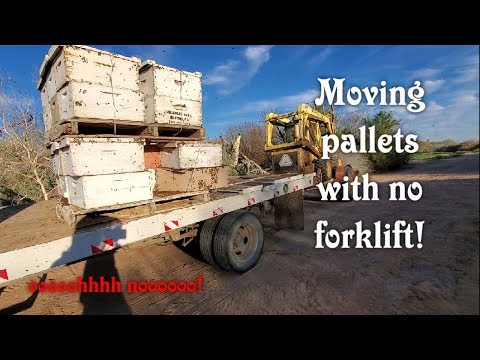 Moving two pallets of bees after the forklift breaks