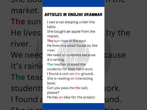 "Learn Articles in English Grammar | Easy Guide to A, An, The with Sentences"