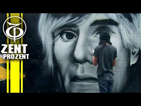 Spray Paint Art Portrait of Andy Warhol by Zent Prozent 2013