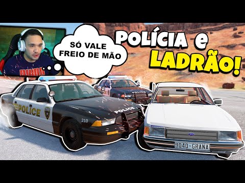 FUGA na POLÍCIA MAS só PODE USAR o FREIO de MÃO! BeamNG.drive Multiplayer