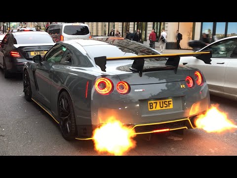 Nissan GT-R R35 Nismo HUGE FLAMES, LOUD  Exhaust Sound, & Rev | Car Spotting London | Watch Da kargo