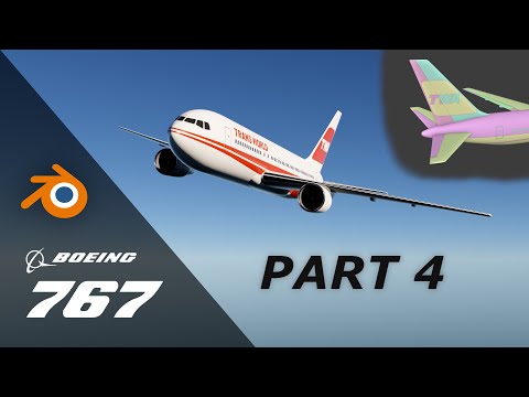 Blender aircraft modeling process (Boeing 767 - part 4)
