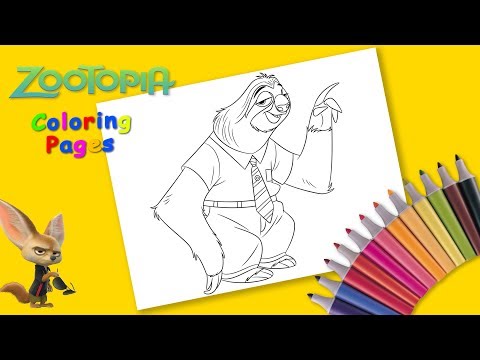 Zootopia coloring page. Coloring Flash from Zootopia. How to draw a sloth Video