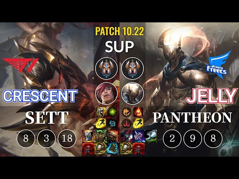 T1 Crescent Sett vs AF Jelly Pantheon Sup - KR Patch 10.22