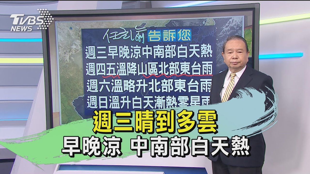 週三晴到多雲!早晚涼 中南部白天熱
