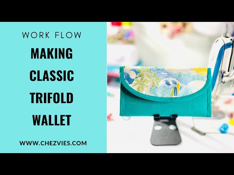 Work flow making classic trifold wallet #chezvies #handmadewallet #sewingvlog #silentvlog