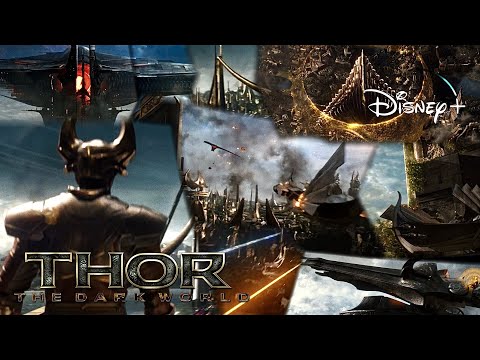 Thor: The Dark World | Attack On Asgard - Heimdall Takes Down Dark Elf Ship Scene | Disney+ [2013]