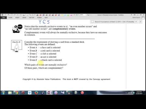 FOM12 U3L3 Mutually Exclusive Events, A or B