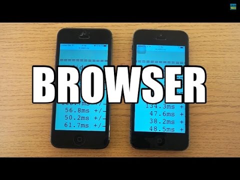 iPhone 5 iOS 8.0 Final Public vs. iPhone 5 iOS 7.1.2 - Browser Benchmark HD comparison