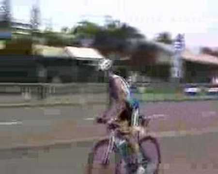 Graham Wheeler gets on his bike @ Port Macquarie Ironman 080