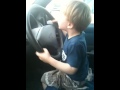 My little boy pretending to drive 