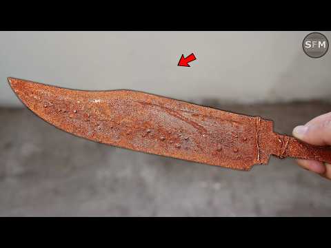 Restoration a Giant Rusted Bowie Knife - Satisfying Process