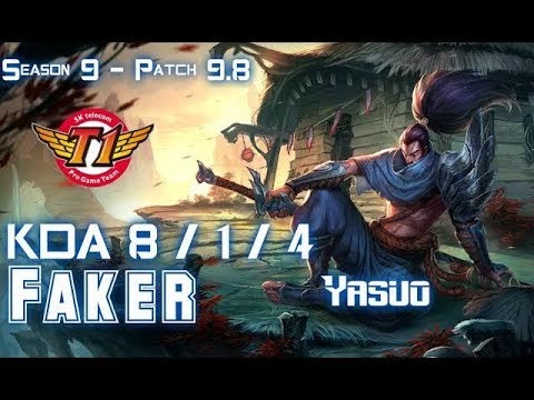 SKT T1 Faker YASUO vs AKALI Mid - Patch 9.8 KR Ranked
