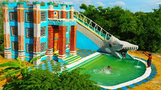 [Full Video] Building Creative 4-Story Classic Mud Villa, Swimming Pool &amp; Dinosaur Water Slide