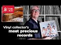 This record collector shows off his most precious vinyl